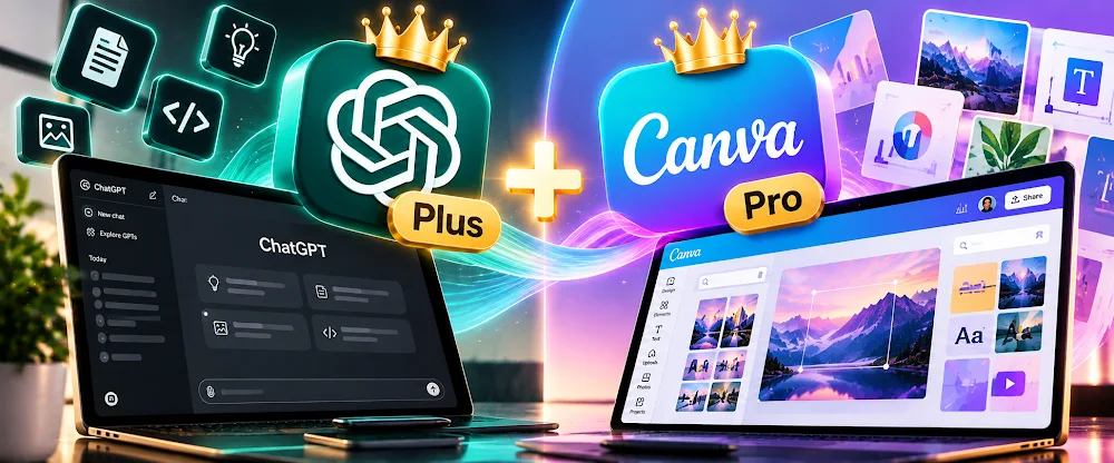 COMBO CHATGPT PLUS + CANVA PRO!